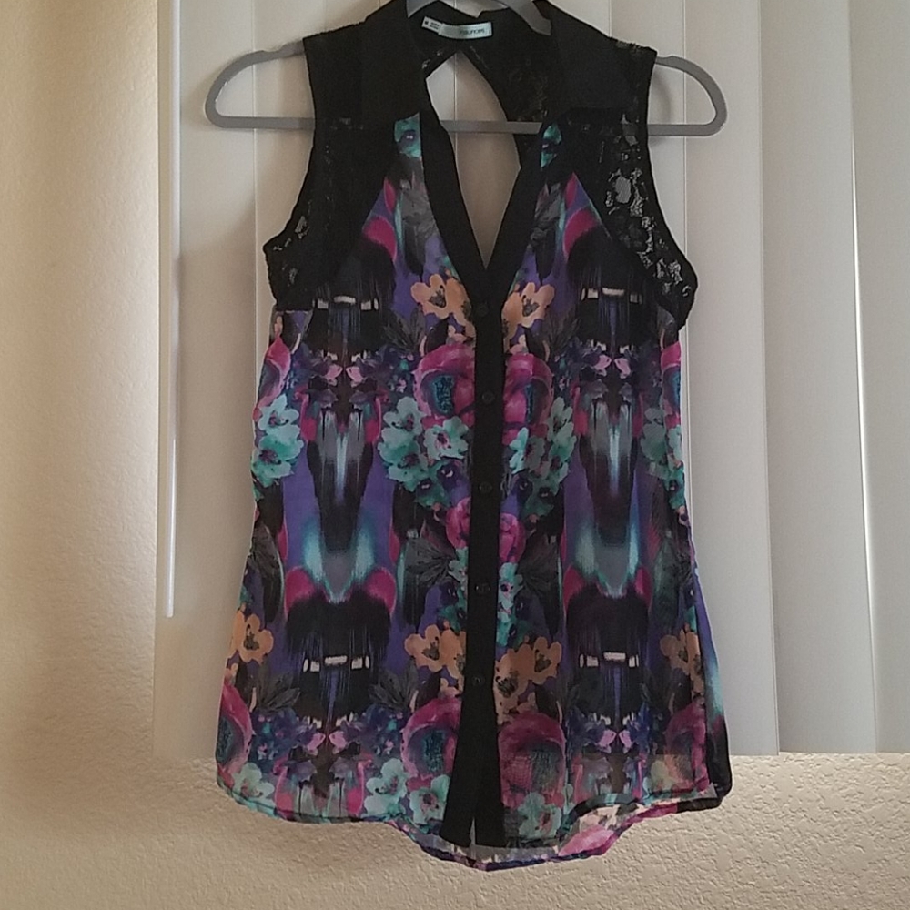 Maurices Sleeveless Floral Watercolor Chiffon Top